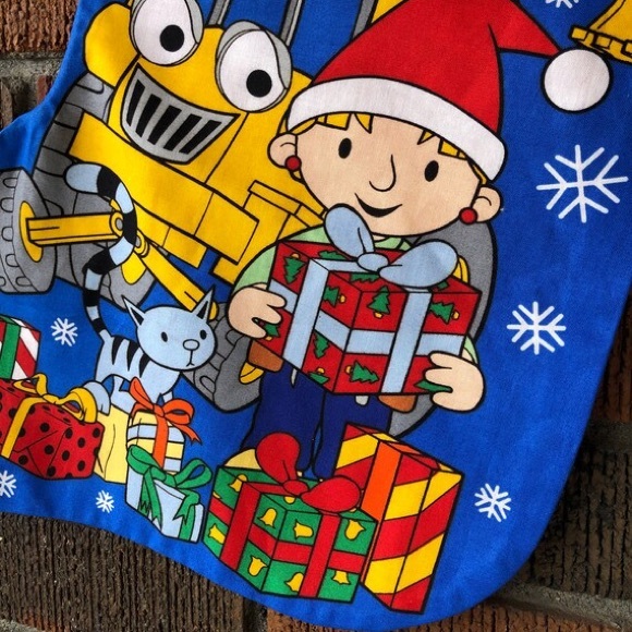 Bob the Builder Handmade large Christmas stocking Yellow scoop bucket upcycled💙 - Picture 6 of 11